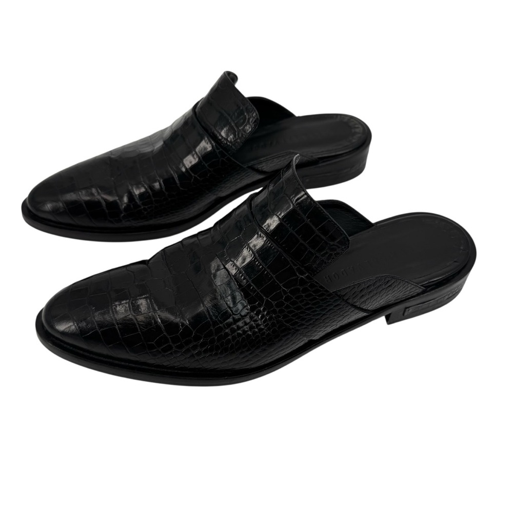 Freda Salvador Keen Mules Croc Embossed Black 9 - Picture 5 of 9